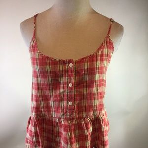 Current/Elliott Peplum Redwood Plaid Top 0 New